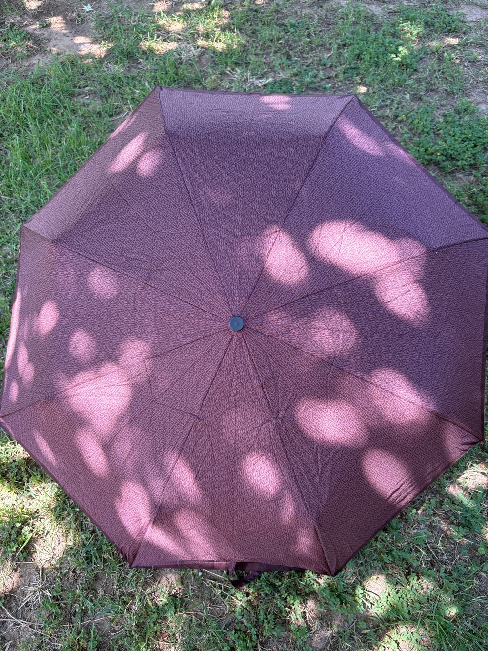 Versace Micro Logo Umbrella Wine Burgundy Purple Short Compact Designer Case